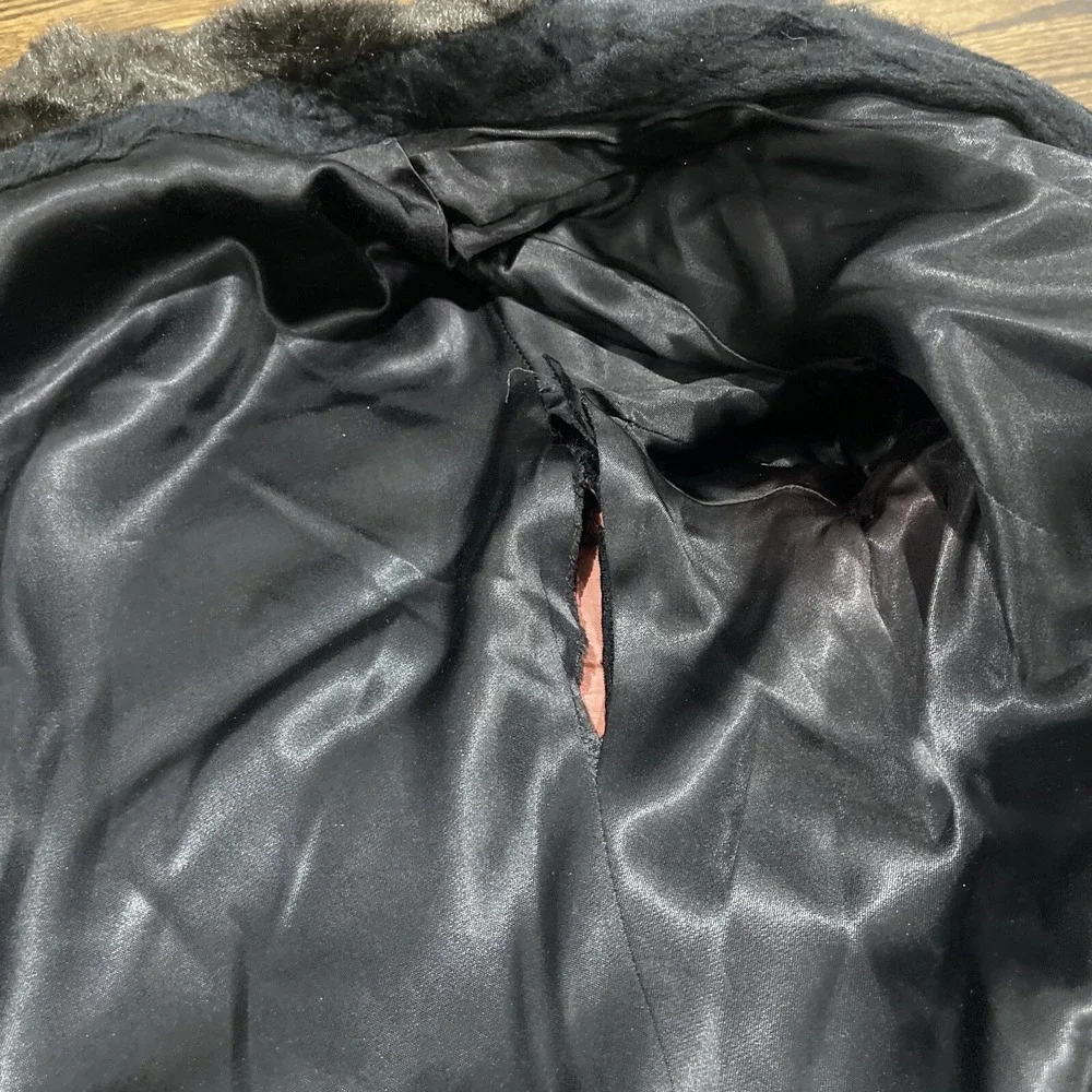 VINTAGE Borgazia‎ Coat Women's Black Faux Fur Styled by Career Originals 60s